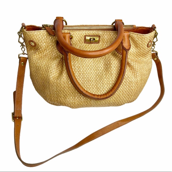 J. Crew Handbags - J.CREW Brompton Leather Straw Crossbody Purse